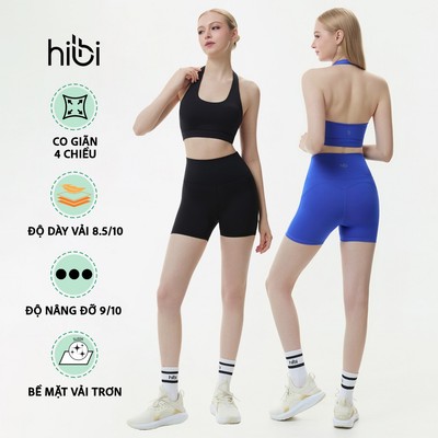 Đồ tập yoga gym nữ Hibi Sports gồm áo bra BA529 & quần đùi QS209, vải Luxury Lu Fabric, kèm đệm áo