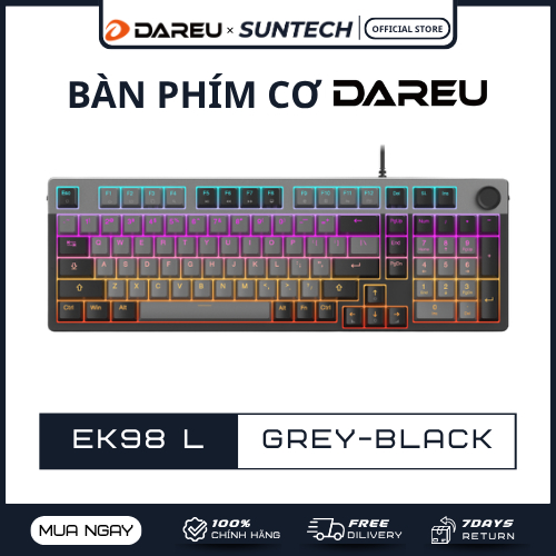 Bàn Phím Cơ Dareu EK98L Grey-Black | 98 Phím, Switch DREAM Linear, LED Multi-Color, Thiết kế Gọn gàn