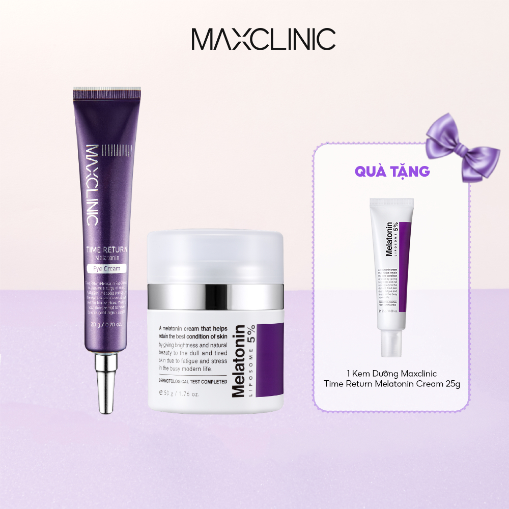 Bộ Đôi Kem Dưỡng Melatonin Cho Da Lão Hóa Maxclinic Time Return Melatonin Eye Cream 20g và Melatonin