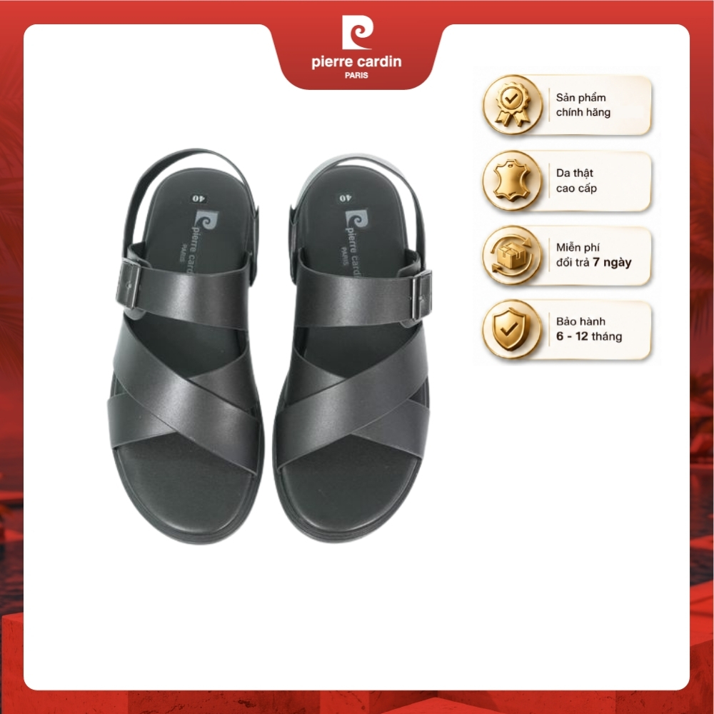 Sandal nam Pierre Cardin mã 169 da bò quai chéo khóa kim loại