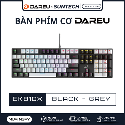 Bàn Phím Cơ Dareu EK810X Black-Grey | Switch Quang Học Siêu Bền, Chống Nước, 104 Phím Full-size