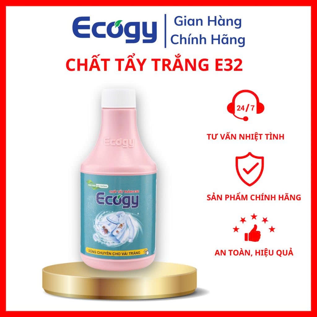 𝗧𝗮̂̉𝘆 𝘁𝗿𝗮̆́𝗻𝗴 quần áo Ecogy 250g, làm sạch vết bẩn trên đồ trắng trơn
