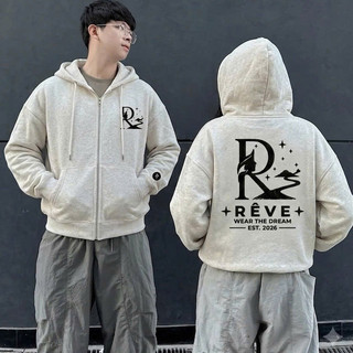 Áo Khoác Hoodie RÊ VE Xám Tiêu Hot Trend, Khoác Hoodie Zip Nam nữ Chữ Thêu cực nét, Áo Form Boxy Unisex Đủ các màu
