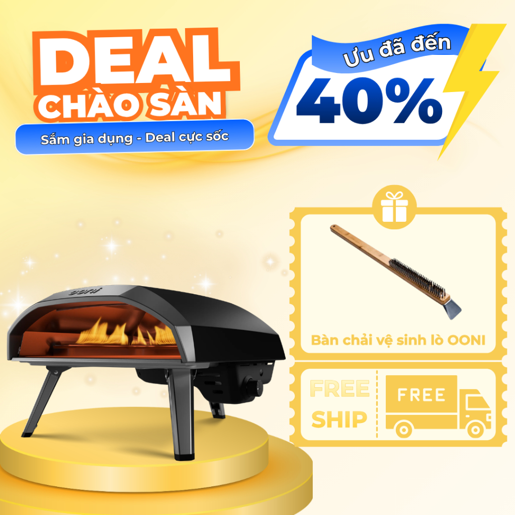 Lò nướng pizza gas Ooni Koda 16 chính hãng | Lò pizza ngoài trời 500°C, nướng bánh 16 inch, dùng gas