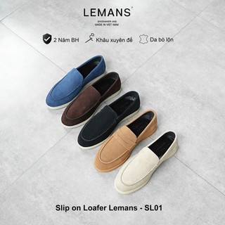 Giày lười nam Slip on Loafer Lemans SL01.6 - da bò lộn - đế êm chân trẻ trung BH 24T
