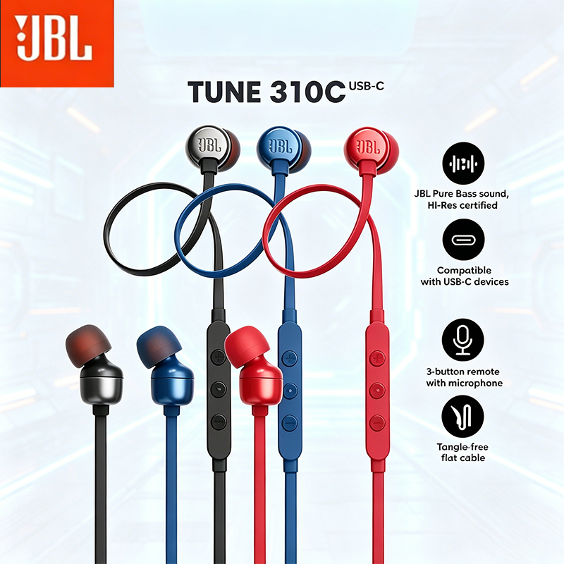 Tai Nghe Day JBL Tune 310C Cong Type-C Co Mic Dam Thoai Bass Manh Me Hi-Res Chat