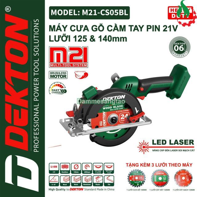 Máy Cưa Đĩa Pin Dekton M21-CS05BL (Chưa Pin & Sạc)