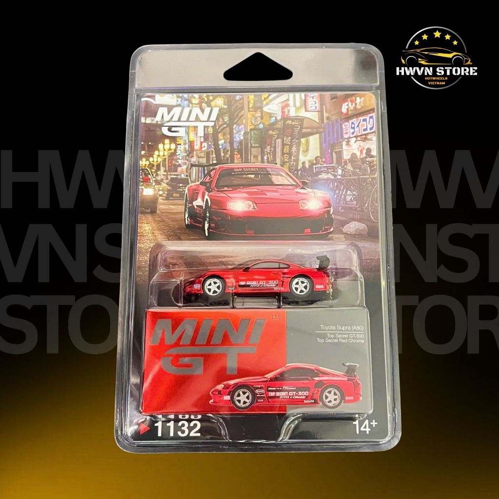Miniverse - Xe mô hình Mini GT Toyota Supra ( A80) Top Secret GT-300 Top Secret Red Chrome ( MGT0113