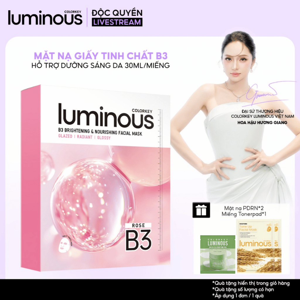 [LIVE] 1 Hộp 10 Miếng Mặt Nạ Giấy COLORKEY LUMINOUS B3 Thế Hệ Mới, Hỗ Trợ Dưỡng Sáng Da Mịn Màng 30m