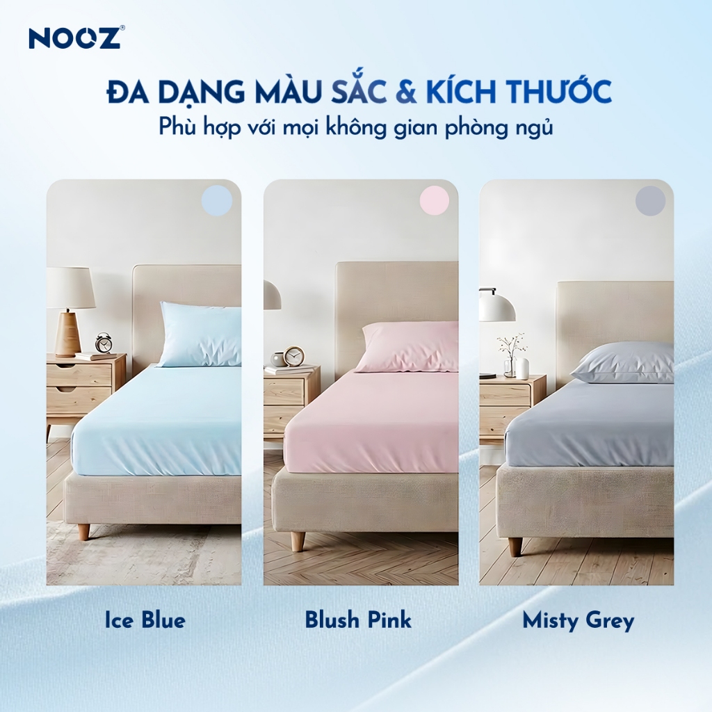 Ga Giường Lạnh NOOZ Icesilk Vải Mềm Thoáng Khí Nhiều Màu Thiết Kế Bo Chun NOOZ Home Goods Bedding | BigBuy360 - bigbuy360.vn