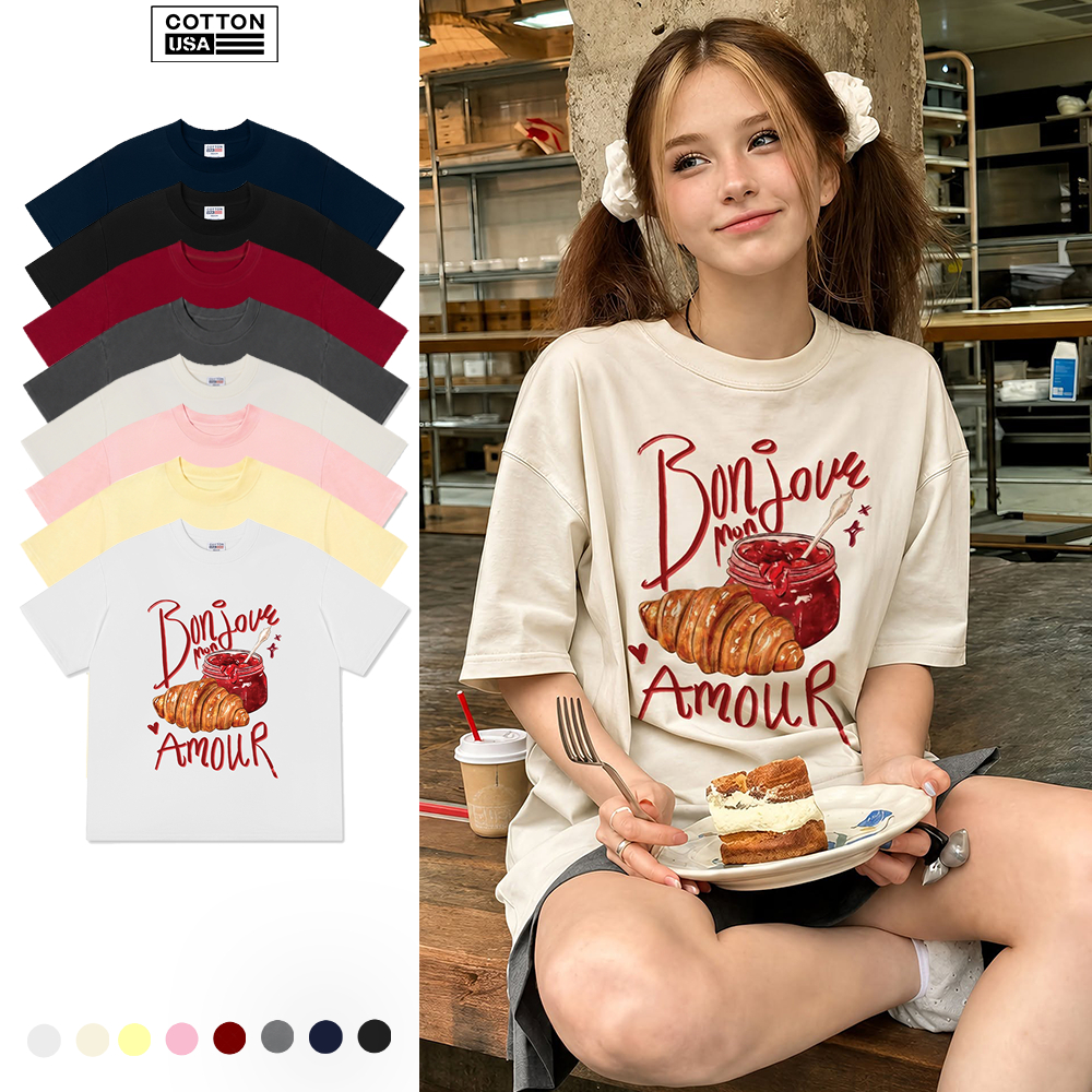 Áo Thun Relaxed Fit CottonUSA Vietnam "Yummy Mood Bonjour Amour" - PT0299PT