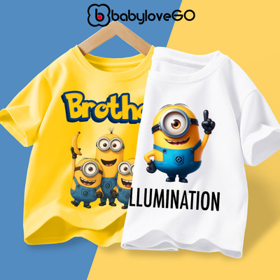 Áo thun bé trai bé gái BabyloveGO mẫu mới 2026 áo phông Minions cho bé in hình hình ngộ nghĩnh