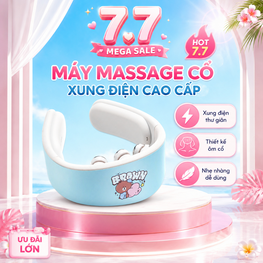 [CÓ HỎA TỐC HCM] Máy massage xung điện cổ vai gáy OGAWA LINE FRIENDS – Bảo hành 12 tháng