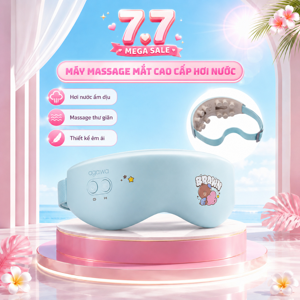Máy massage mắt hơi nóng OGAWA LINE FRIENDS – thư giãn đôi mắt, giảm quầng thâm hiệu quả