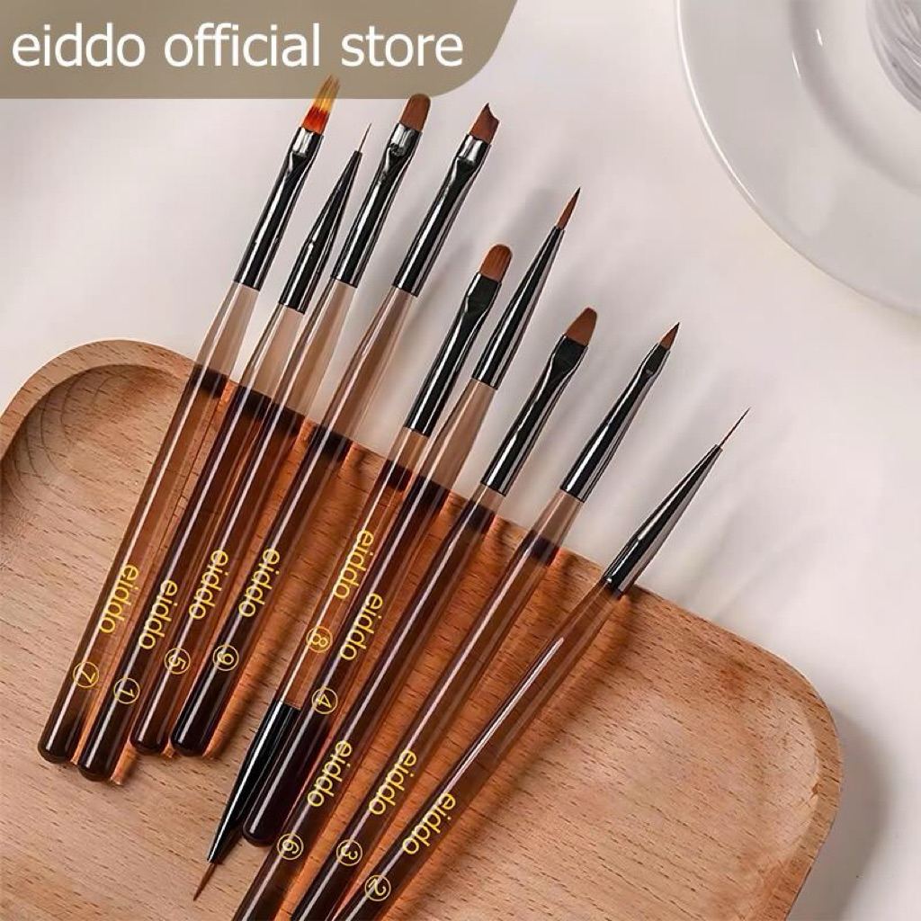{ Eiddo Nails } Bộ cọ eiddo 9 cây đa năng - Bộ cọ vẽ, cọ nét, cọ bản, cọ gel Eiddo - Bộ cọ học nail 