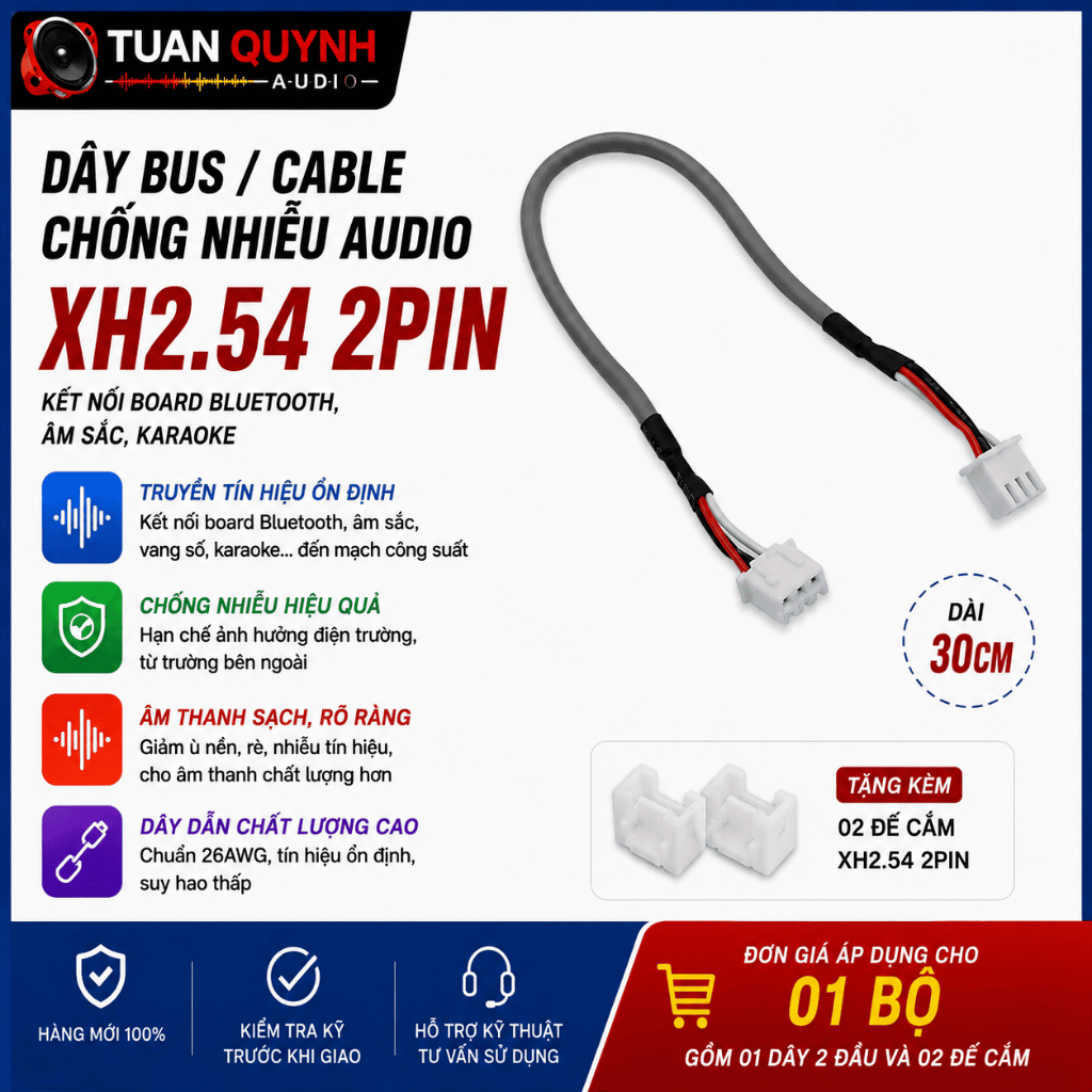 Dây Bus chống nhiễu tín hiệu, cáp âm thanh xh2.54-3P, ph2.0-3p Chiều dài 30cm