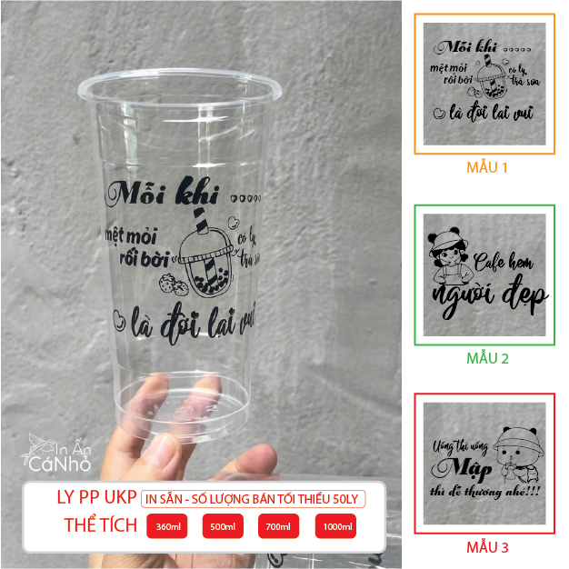 Ly nhựa PP 700ml, In Ly Cá Nhỏ, ly in sẵn
