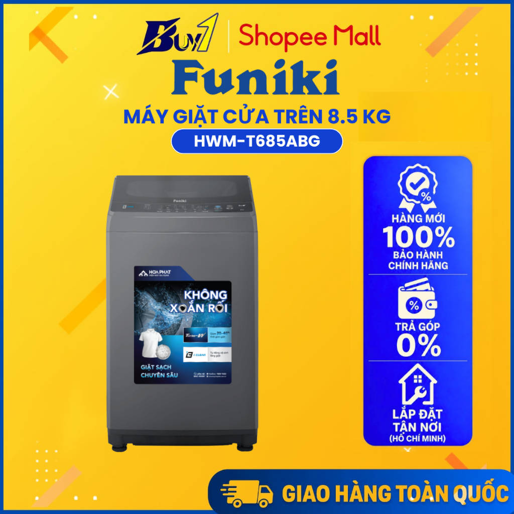 HWM-T685ABG - Máy giặt Funiki 8.5 kg HWM T685ABG - Hàng chính hãng
