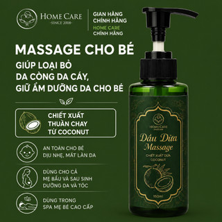 Dầu dừa Massage Cho Bé Thuần Chay Chiết Xuất Dừa Hãng Home Care, Massage Bé, Cho Mẹ Bầu, Sau Sinh