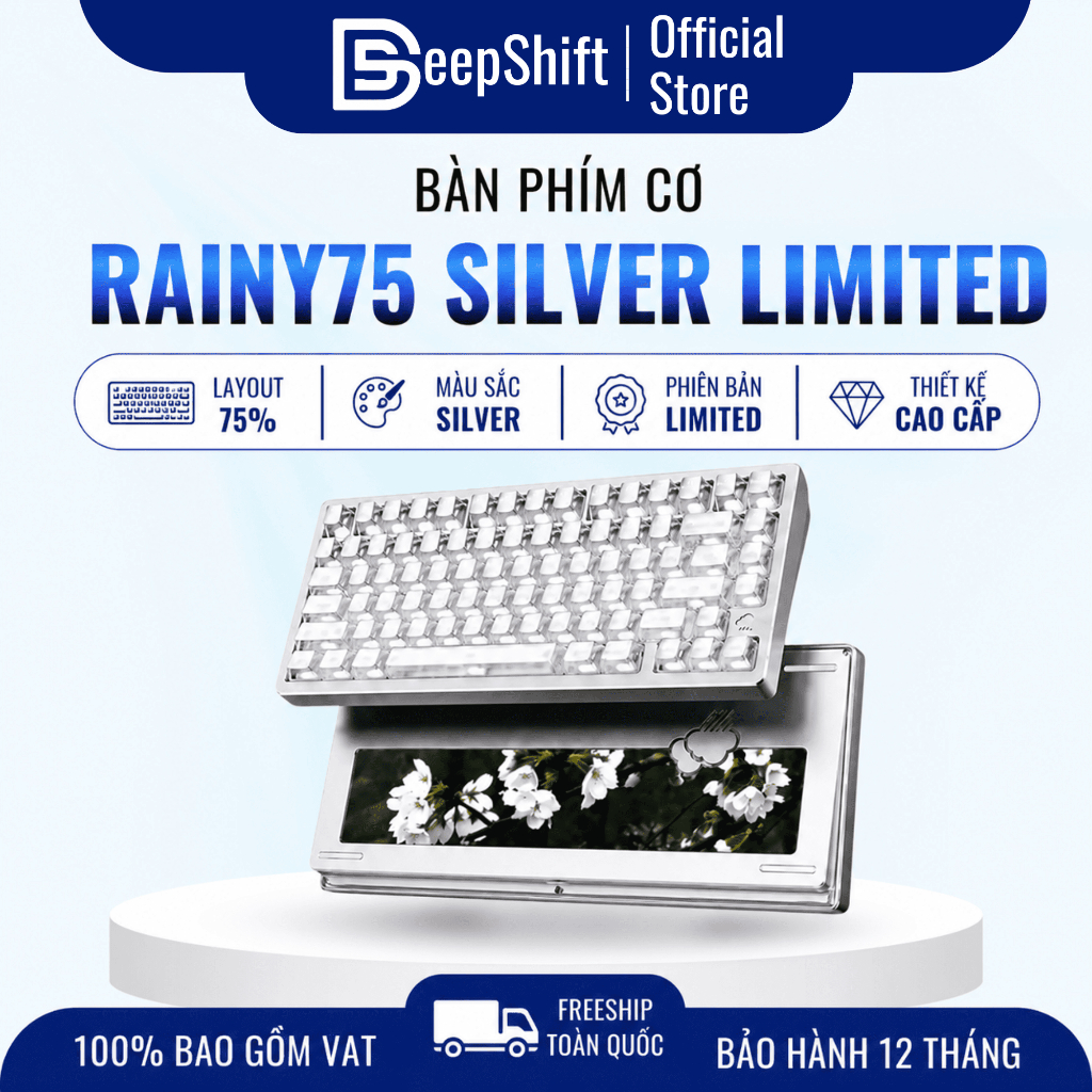 RAINY75 Limited – Bàn phím cơ nhôm CNC | 3 Chế Độ Kết Nối | RGB |  | Gasket | Bảo Hành 12 tháng