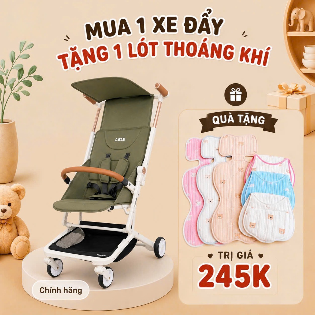 Xe đẩy gấp gọn du lịch Able Camper Olive Green Hàn Quốc - Nhỏ gọn tiện lợi, mang lên máy bay được - 