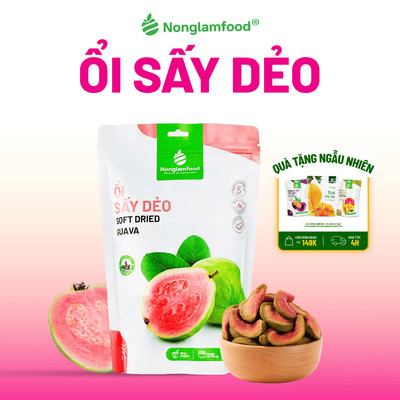 Ổi Sấy Dẻo NONGLAMFOOD Dẻo Mềm Thơm Ngọt Tự Nhiên Trái Cây Sấy Dẻo Đồ Ăn Vặt Lành Mạnh Túi 300g