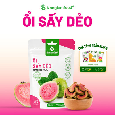 Ổi Sấy Dẻo NONGLAMFOOD Dẻo Mềm Thơm Ngọt Tự Nhiên Trái Cây Sấy Dẻo Đồ Ăn Vặt Lành Mạnh Túi 100g