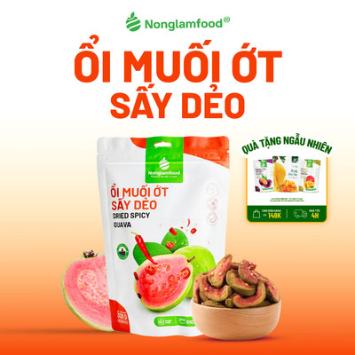 Ổi Sấy Dẻo Muối Ớt NONGLAMFOOD Dẻo Mềm Cay Cay Đậm Vị Cực Cuốn Đồ Ăn Vặt Trái Cây Sấy Túi 300g