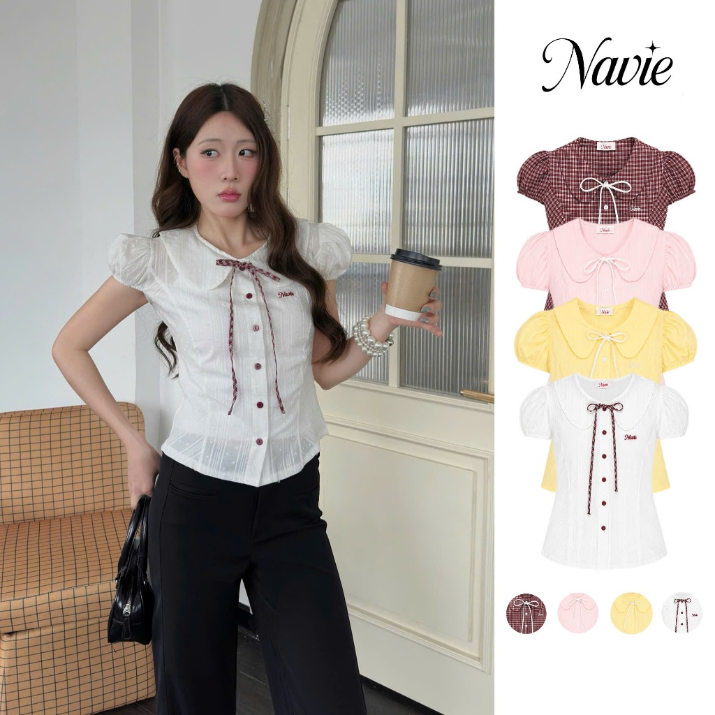 NAVIE - [ MUA 1 KÈM 1 DÂY ] Áo sơ mi tay phồng Ver2 thời trang nữ