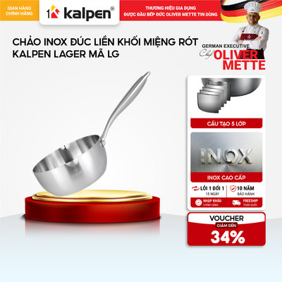(TẶNG VỈ GÁC CHẢO) Chảo inox 304 nguyên khối KALPEN LAGER LG, chảo sâu lòng miệng rót size 18-20-28cm
