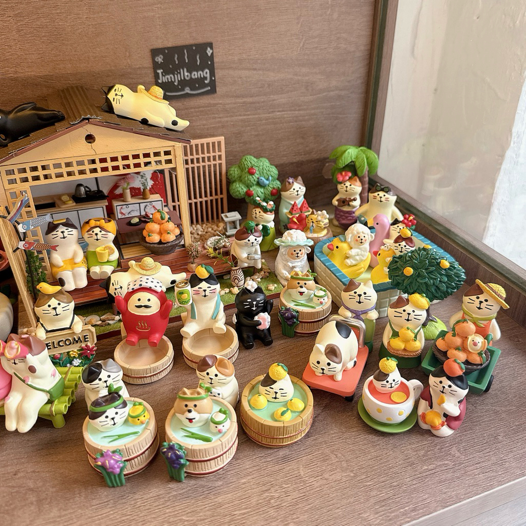 Mô hình mèo Zakka chủ đề tắm hơi mùa hè