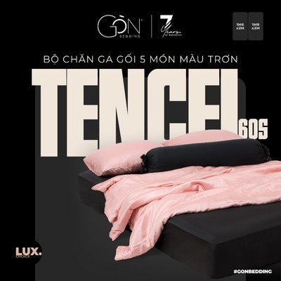 [BST Rực Rỡ] Bộ Chăn Ga Gối 5 Món Gòn Bedding Lụa Tencel 60s Cao Cấp Màu Trơn 1m6x2m - 1m8x2m (Dành cho nệm 10-20cm)