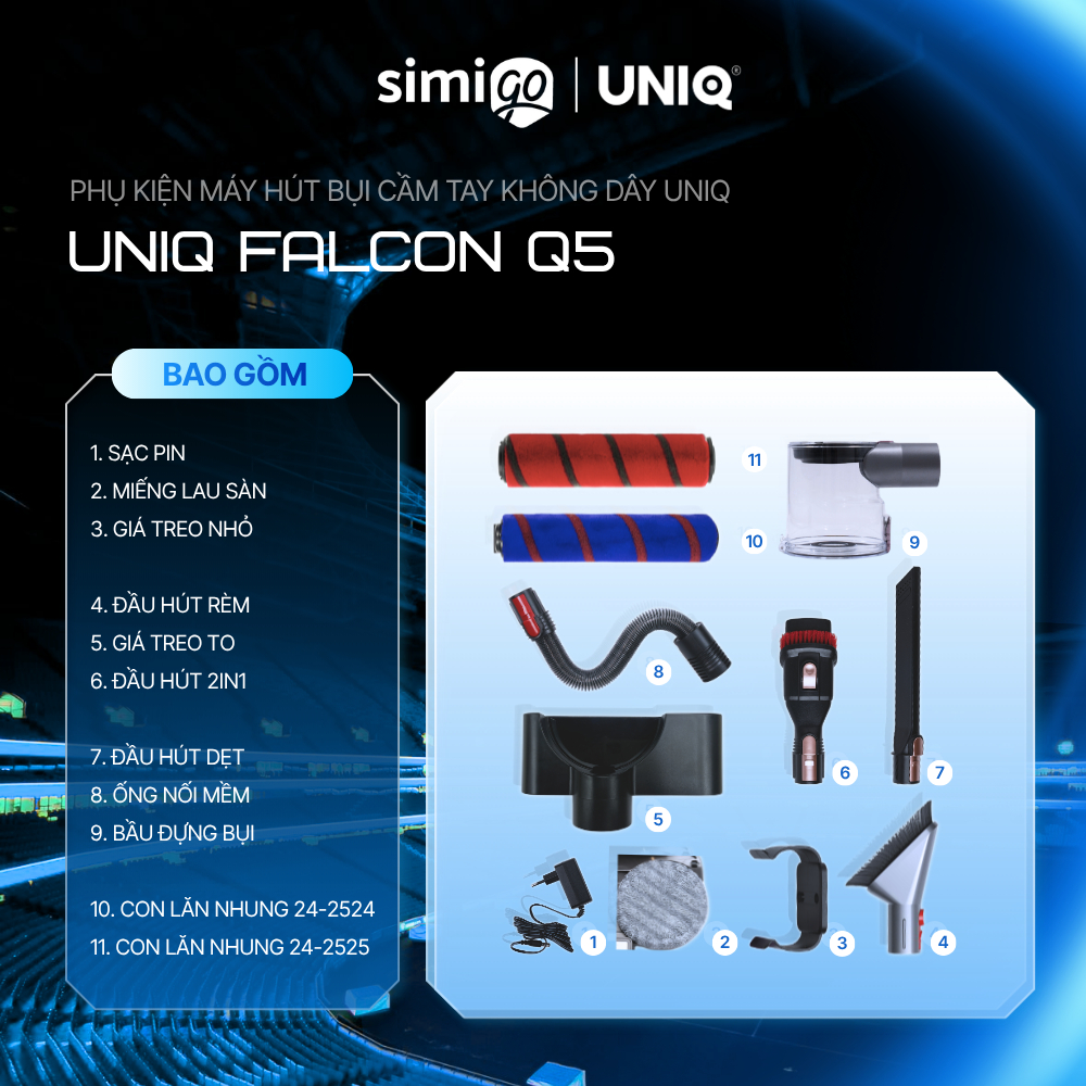 Phụ Kiện Máy Hút Bụi UNIQ Falcon Q5 Cầm Tay Không Dây Chính Hãng (link 2)