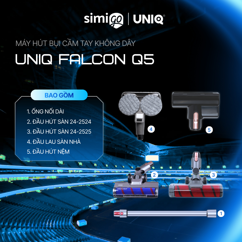 Phụ Kiện Máy Hút Bụi UNIQ Falcon Q5 Cầm Tay Không Dây Chính Hãng