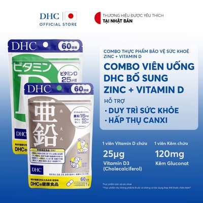 Combo Viên uống DHC Kẽm và Vitamin D (60 ngày) - Combo Thực phẩm bảo vệ sức khoẻ Zinc + Vitamin D