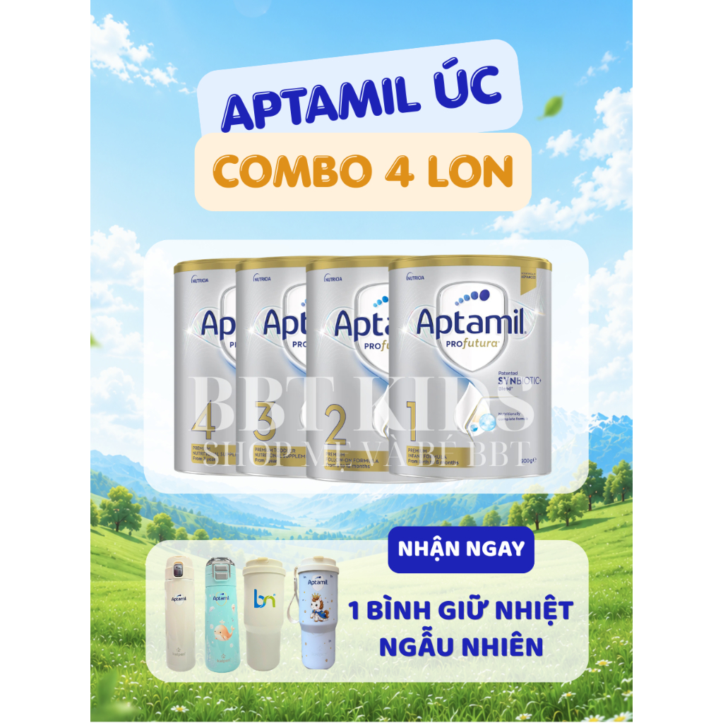 [COMBO 4 LON APTAMIL ÚC - KÈM QUÀ] - Sữa Aptamil Úc Profutura Tem Phụ Bắc Nam đủ số