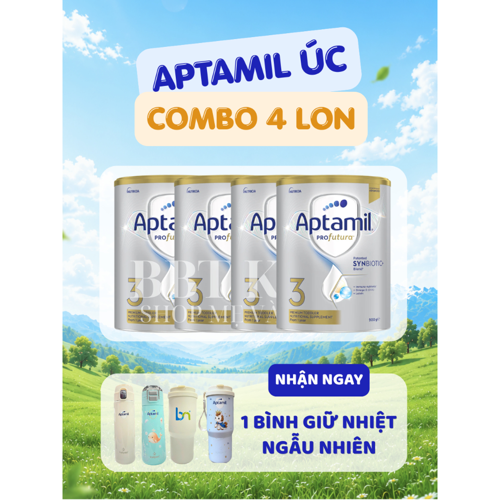 [COMBO 4 LON APTAMIL ÚC - KÈM QUÀ] - Sữa Aptamil Úc Profutura Tem Phụ Bắc Nam