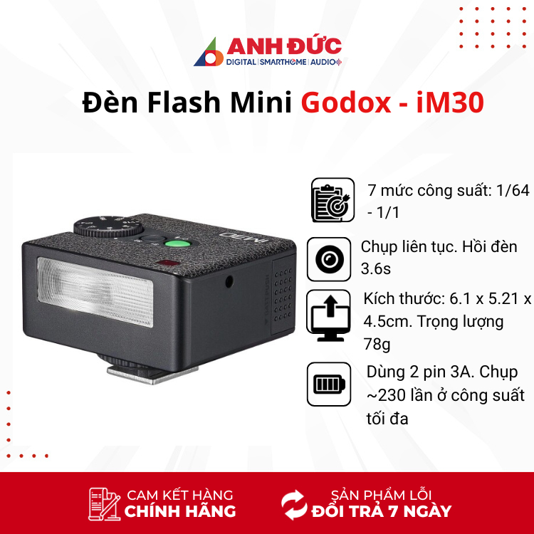 Đèn Flash Mini Godox - iM30 - Hàng chính hãng bảo hành 12 tháng