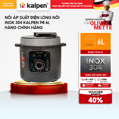 Nồi áp suất điện lòng nồi inox 304 KALPEN P8 6L hàng chính hãng