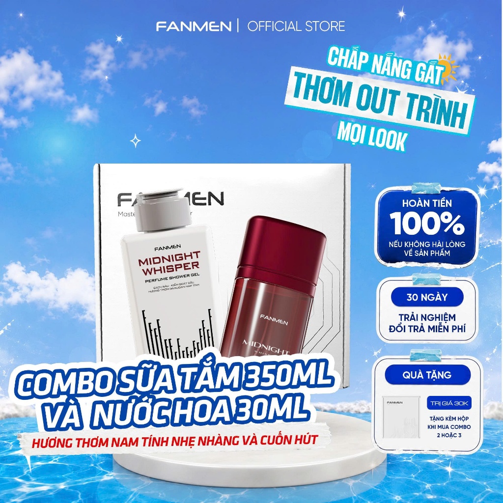 Combo Sữa tắm nam hương nước hoa Fanmen 350ml và Nước hoa Fanmen hương thơm nam tính quyến rũ 30ml -