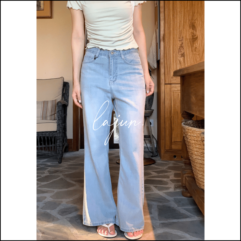 [LAJUN KOREA] Quần Jeans Windy Lưng Cao Chất Mỏng Mềm Nhẹ Mát Form Loe Nhẹ Tôn Dáng 2 Loại Chiều Dài