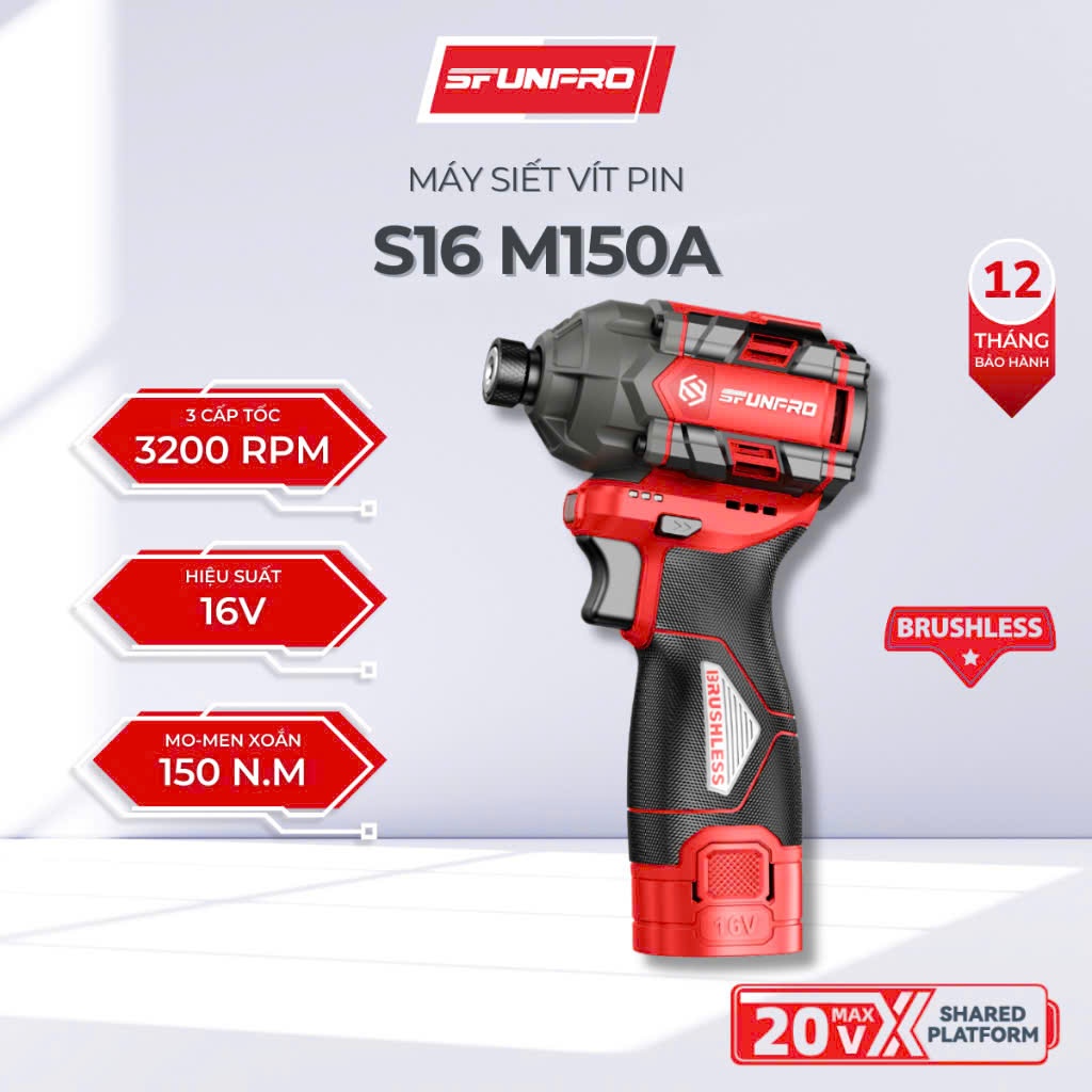 Máy bắt vít pin 16V SFUNPRO S16 M150A