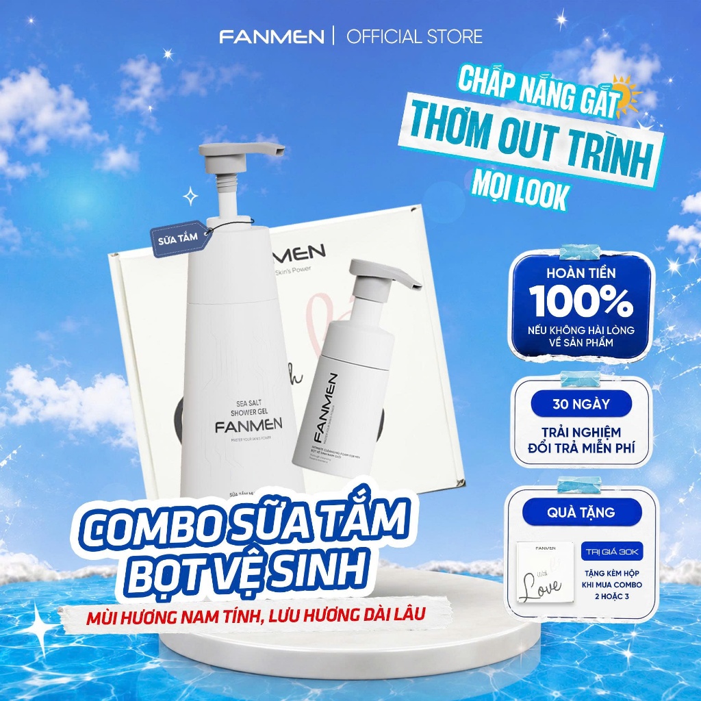 [COMBO QUÀ TẶNG CHO NAM] Combo Sữa Tắm Và Bọt Vệ Sinh Nam Fanmen Bộ Quà Tặng Nam Tinh Tế Box With Lo