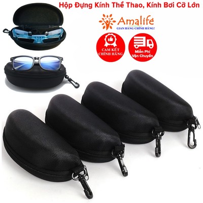 Bao Vải Dây Kéo Đựng Kính Thể Thao Hãng Amalife, Hộp Đựng Mắt Kính Chơi Thể Thao Có Móc Treo Để Vừa Kính Bảo Hộ Size Lớn