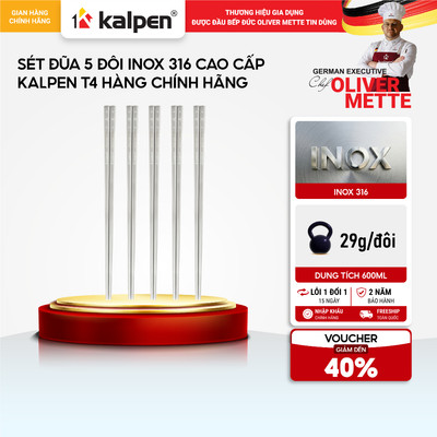 Bộ 5 đôi đũa Inox 316 KALPEN T4 hàng chính hãng