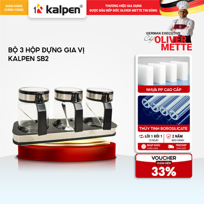Bộ 3 hộp đựng gia vị thuỷ tinh KALPEN SB2 hàng chính hãng