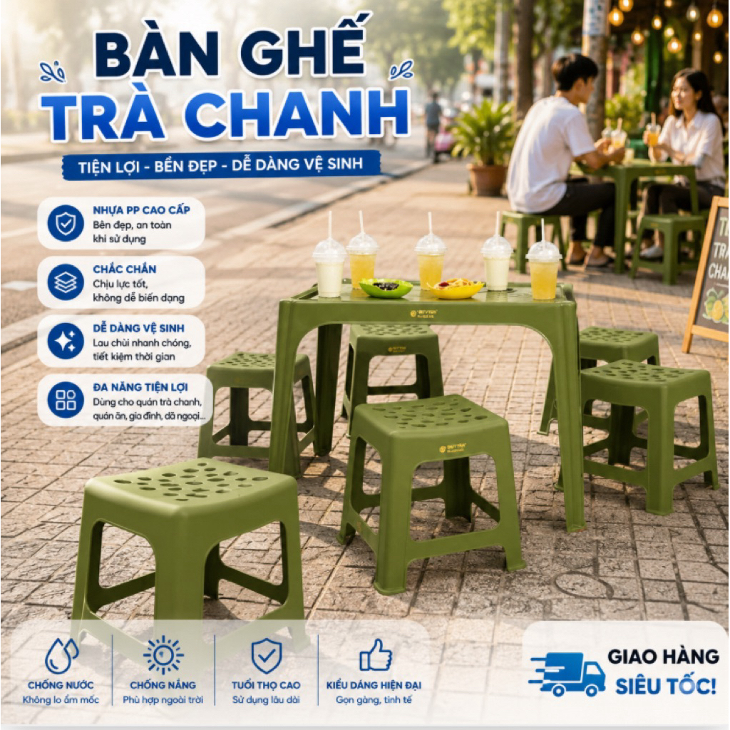 Bộ bàn ghế trà chanh trà đá vỉa hè hàng quán nhựa cao cấp,ghế nhựa trà chanh,đồ nướng