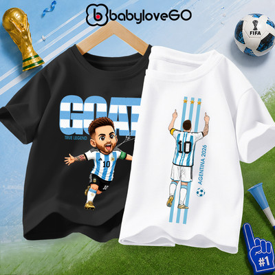 Áo bóng đá cho bé BabyloveGO áo phông đá bóng cộc tay vải cotton in hình độc đáo năng động