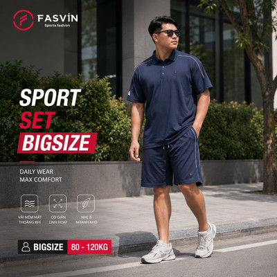 Bộ quần áo thể thao Bigsize nam Fasvin AB26219.HN chất vải mềm nhẹ co giãn thoải mái