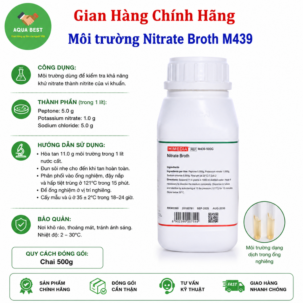 [Chính Hãng] Môi trường Nitrate Broth M439, 500gram Himedia Ấn Độ